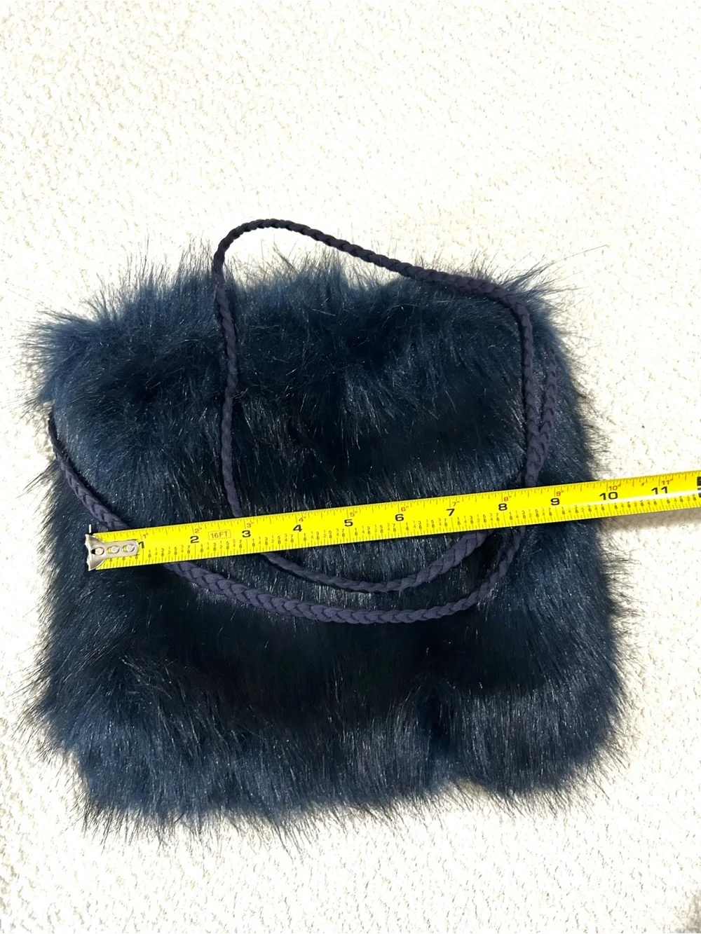 Plush Faux Fur Crossbody Bag - Navy